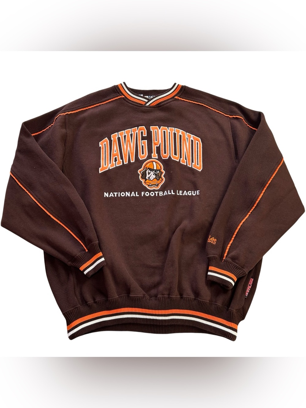 VTG 90s Lee Sport Cleveland Browns Dawg Pound NFL Crewneck Sweatshirt Brown sz L